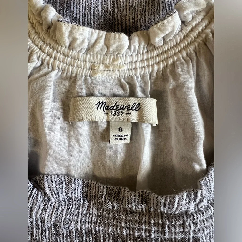 MADEWELL Linen Cotton Dream Drift Overlay Slip Dress Size 6 C5933 in Stripe
